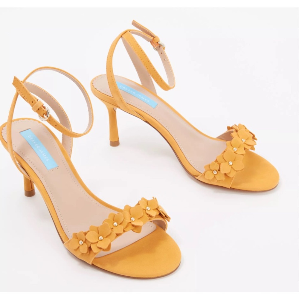 Draper James Alice Size 7 M Women's Floral Heeled Sandals Light Orange NWOB